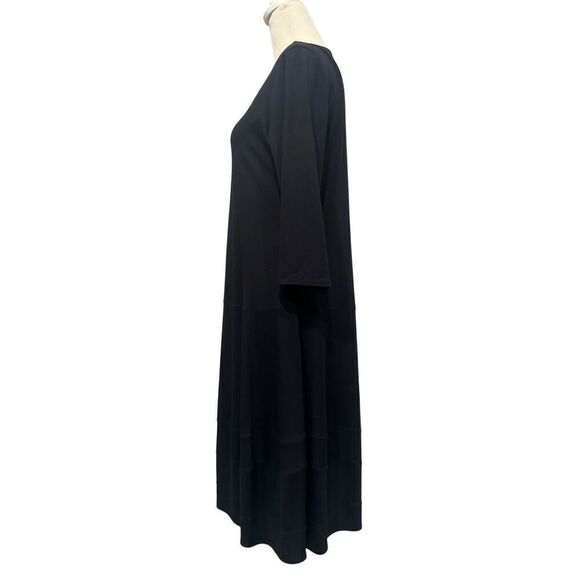Eileen Fisher Black A-Line Swing Dress Size: Small (plenty of stretch-w/fit M) L - Picture 3 of 11